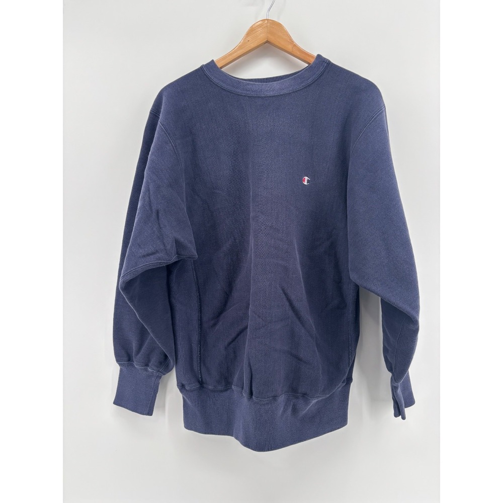 Champion Reverse Weave Sweatshirt Men's Blue Long Sleeve Crewneck Outdoor USA XL